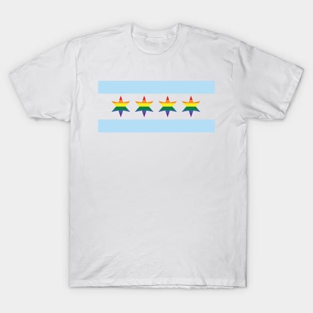 Fun Colorful Gay Pride Chicago City Flag T-Shirt by MichelleBoardman